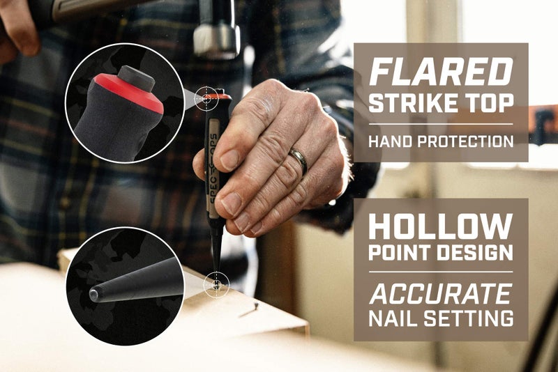 Spec-Ops Spec Ops Tools Nail Set Punch 3-Piece Kit Includes 1/32", 1/16", 3/32", Shock-Absorbing Grip, 3% Donated to Veterans Black/Tan - Image 2